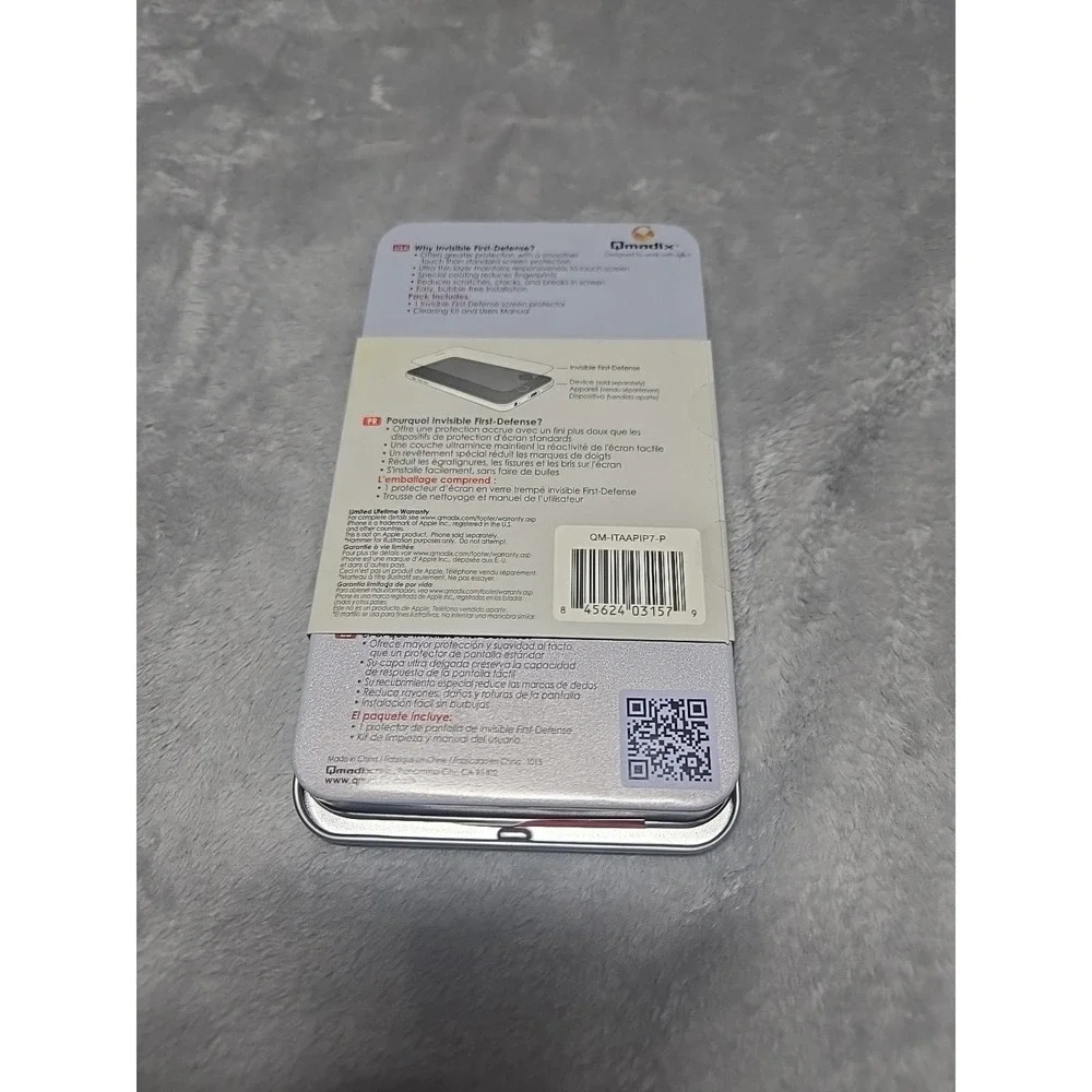 Qmadix First Defense Screen Protector Tempered Glass for iPhone 6 6s 7 8 + Plus